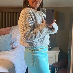 Faux Fur Planet Gold Cropped Jacket